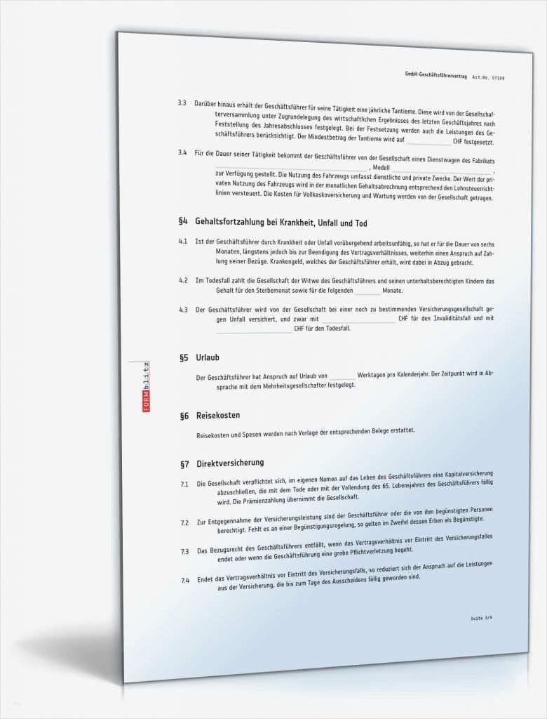 Vorlage Kündigung Geschäftsführer Angenehm Gmbh Geschäftsführervertrag Muster Vorlage Zum Download