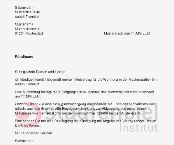 Vorlage Kündigung Mietwohnung Wunderbar Kündigung Mietvertrag Vorlage Download