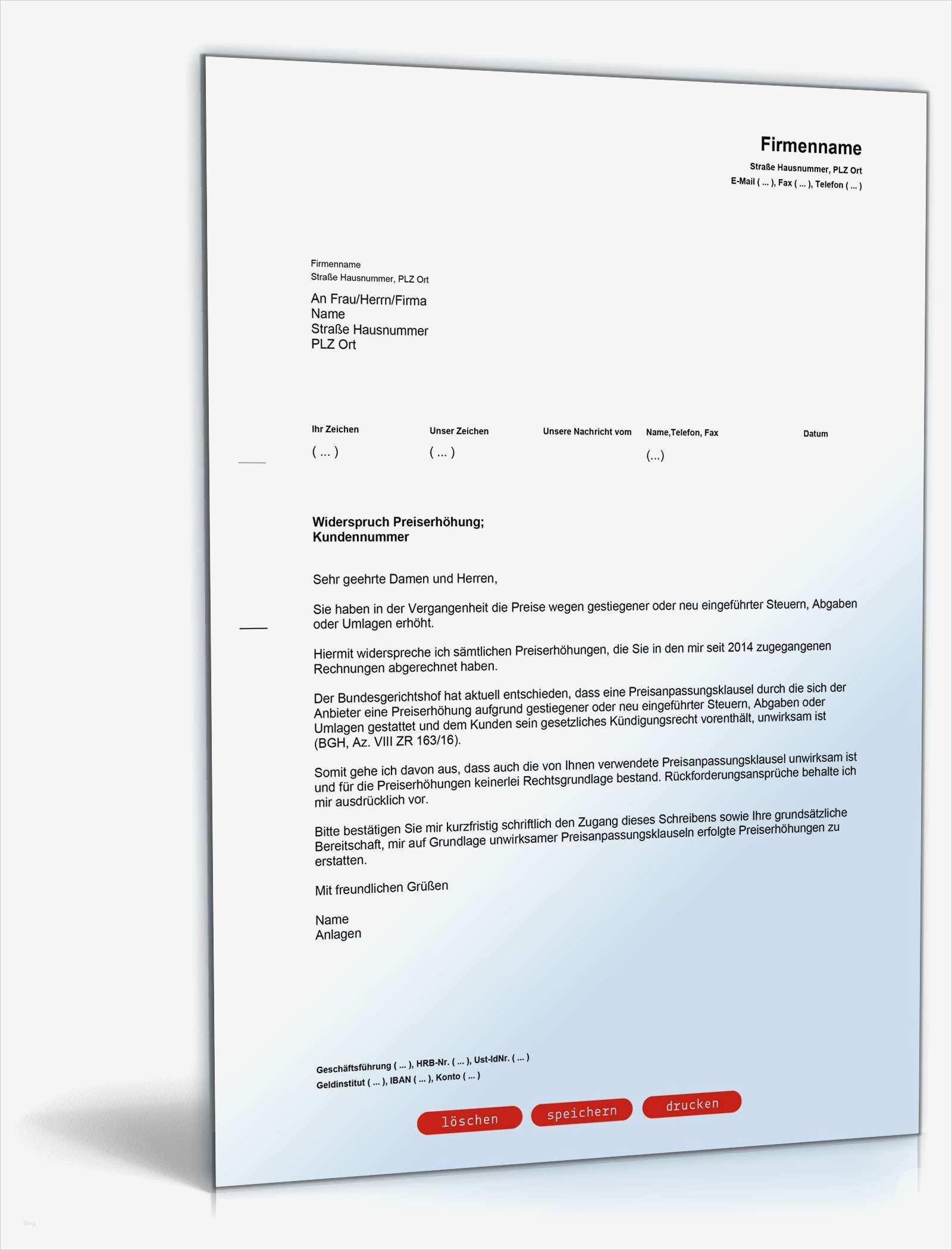 Vorlage Kündigung Stromanbieter Wegen Preiserhöhung Elegant Musterbrief Widerspruch Strompreiserhöhung Wg Steuern