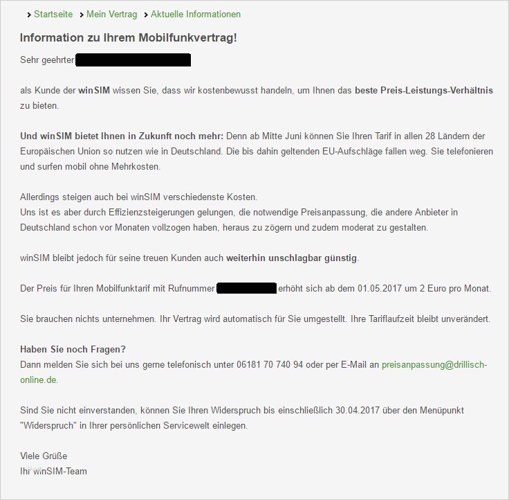 Vorlage Kündigung Stromanbieter Wegen Preiserhöhung Wunderbar Winsim Preiserhöhung Was Sie Jetzt Tun sollten