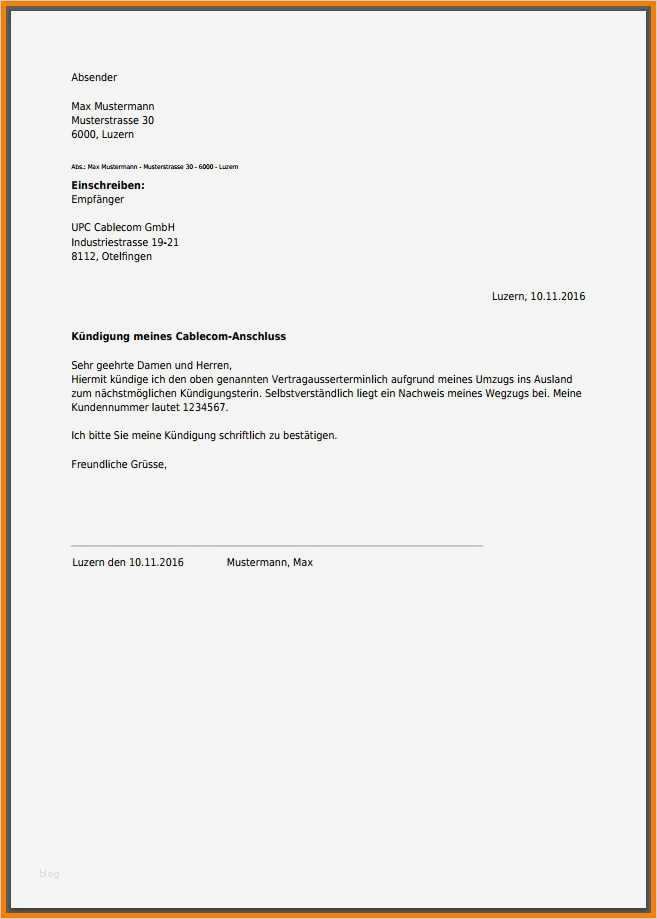 Vorlage Kündigung Vertrag Erstaunlich 6 ündigung Vertrag Muster