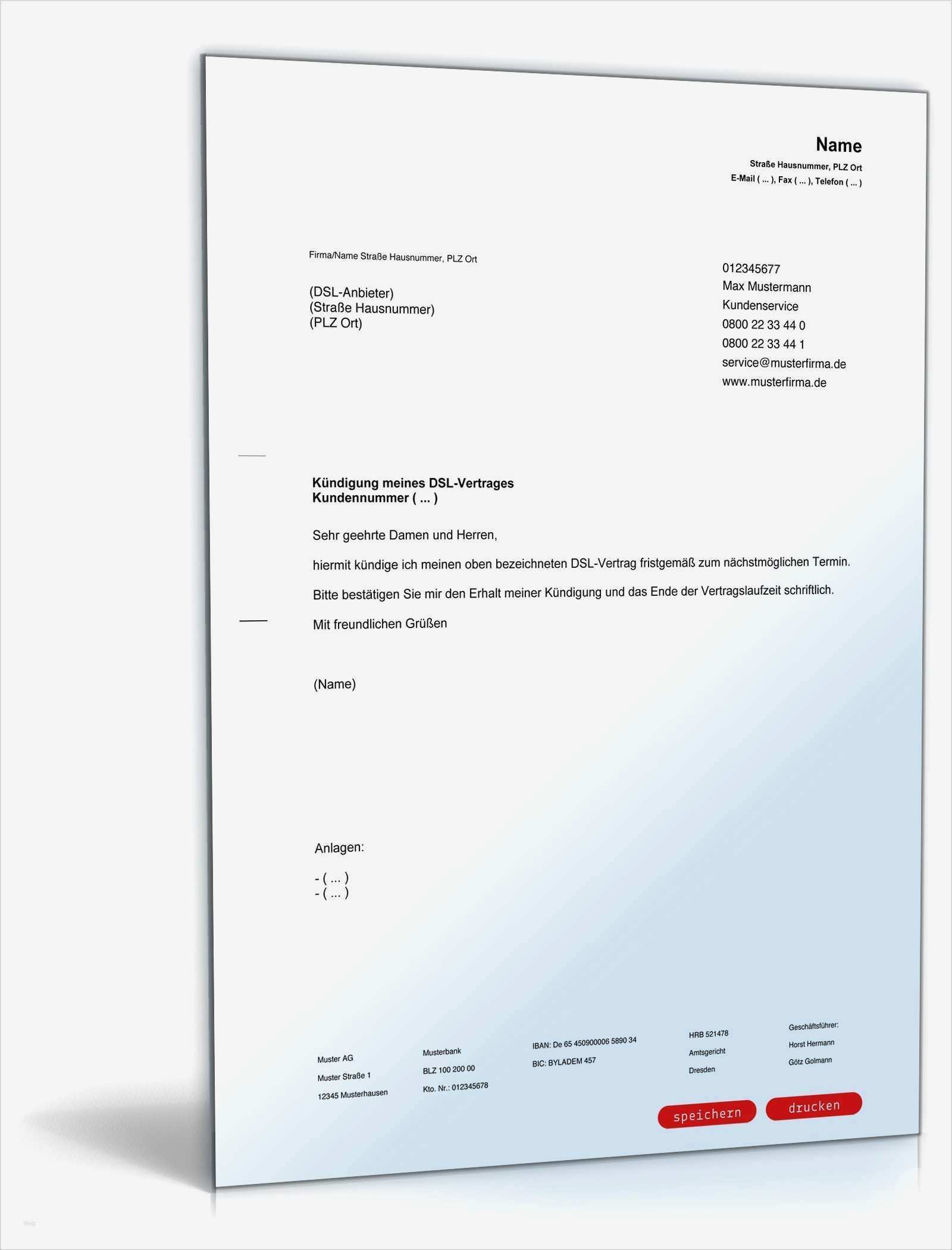 Vorlage Kündigung Vertrag Neu Gez Kündigen Vorlage Inspiration Fristgemäße Kündigung Dsl