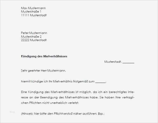 Vorlage Kündigung Wohnung Elegant Vorlage Kündigung Wohnung