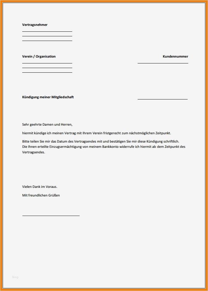 Vorlage Kündigungsschreiben Genial 10 Kündigung Verein Vorlage