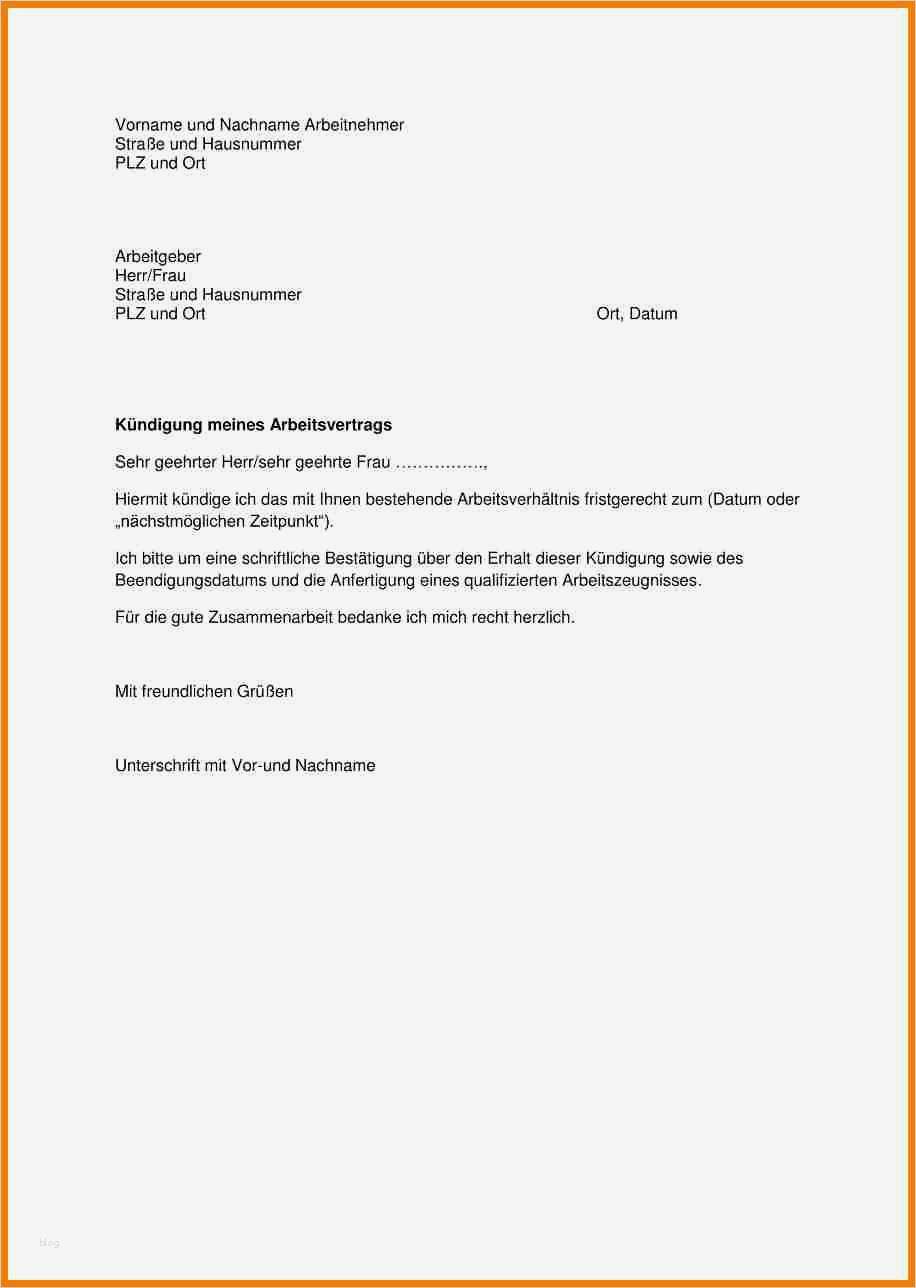 Vorlage Kündigungsschreiben Großartig Arbeitsvertrag K Ndigung Muster Kuendigungsschreiben