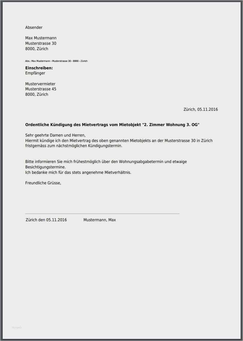 Kündigungsschreiben Wohnung Vorlage Gut Kündigung
