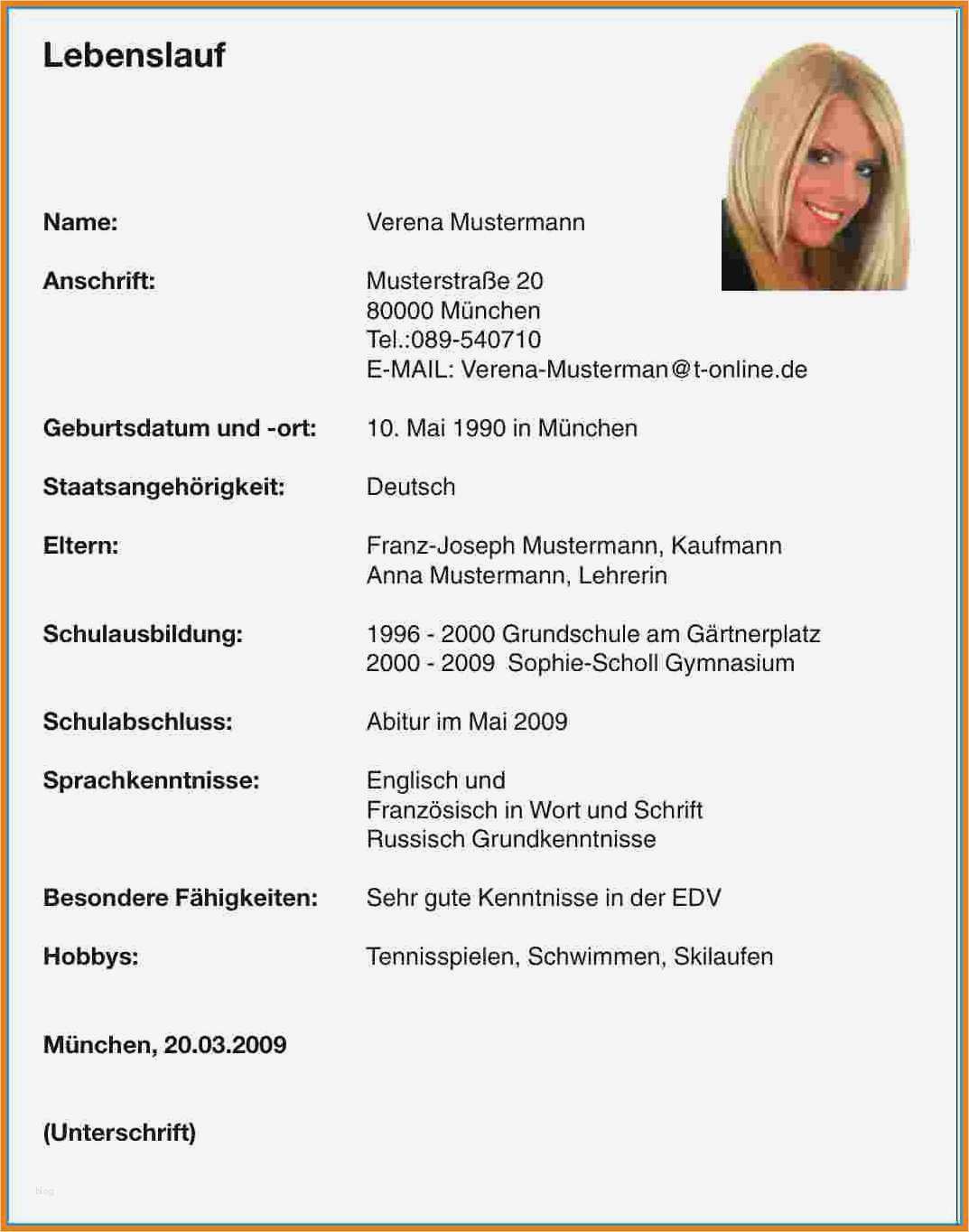 Vorlage Lebenslauf Ausbildung Beste 5 Lebenslauf Beispiele