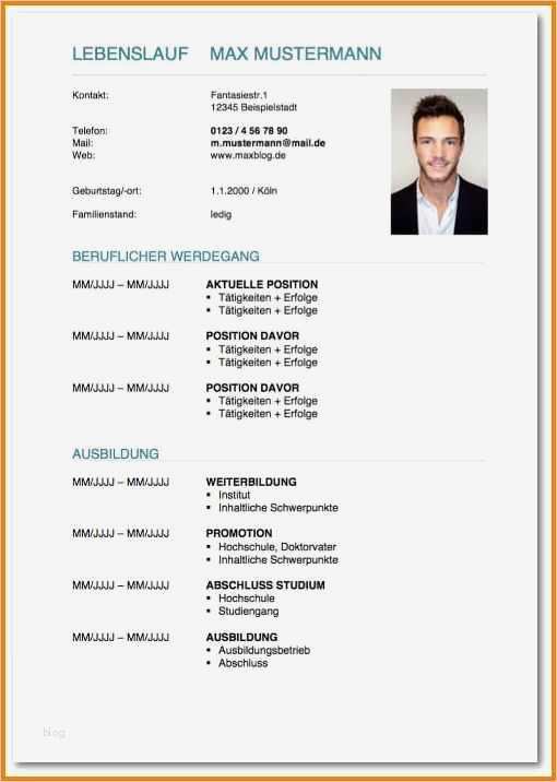 Vorlage Lebenslauf Word Cool 9 Lebenslauf Vorlage Word Kostenlos