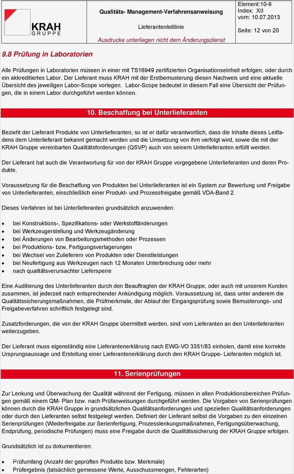 Vorlage Lieferantenerklärung Inspiration Qualitäts Management Verfahrensanweisung