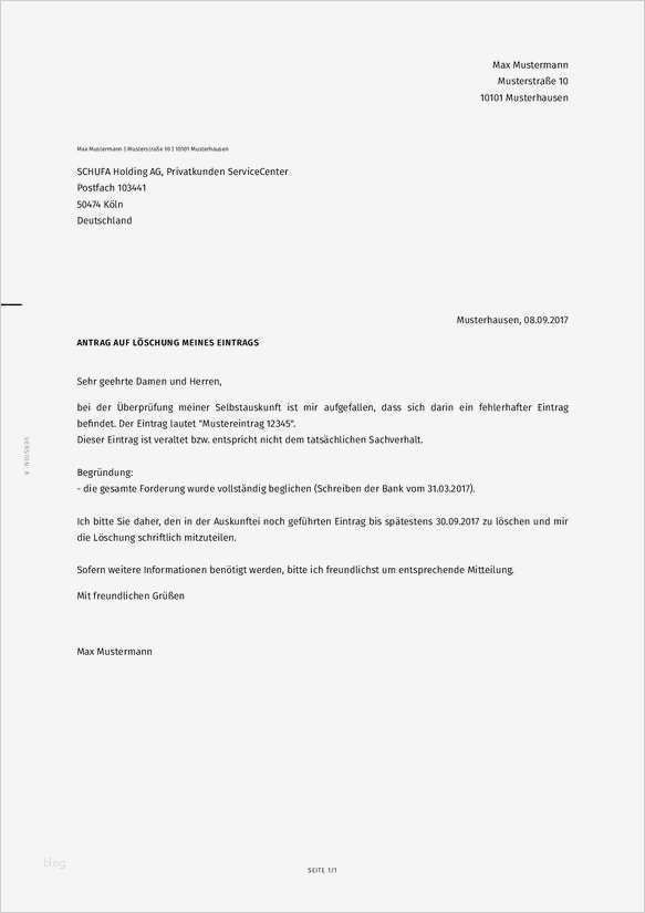 Vorlage Löschung Schufa Eintrag Elegant Schufa Löschantrag Erstellen