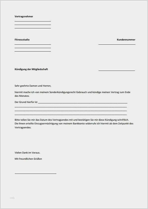 Vorlage Mietkündigung Erstaunlich 17 Mc Fit Kündigung Vorlage