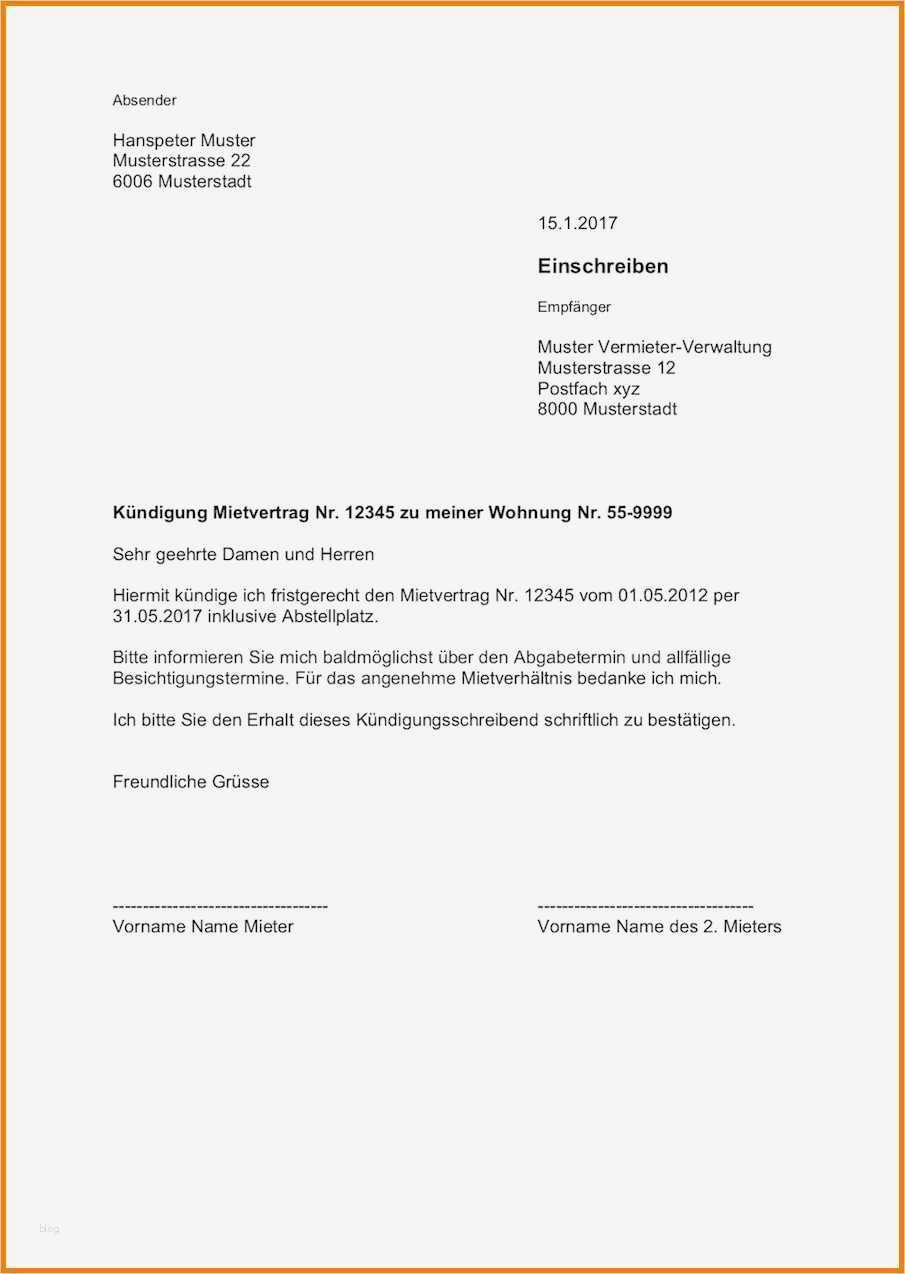 Vorlage Mietvertrag Erstaunlich 9 Vorlage Wohnungskündigung