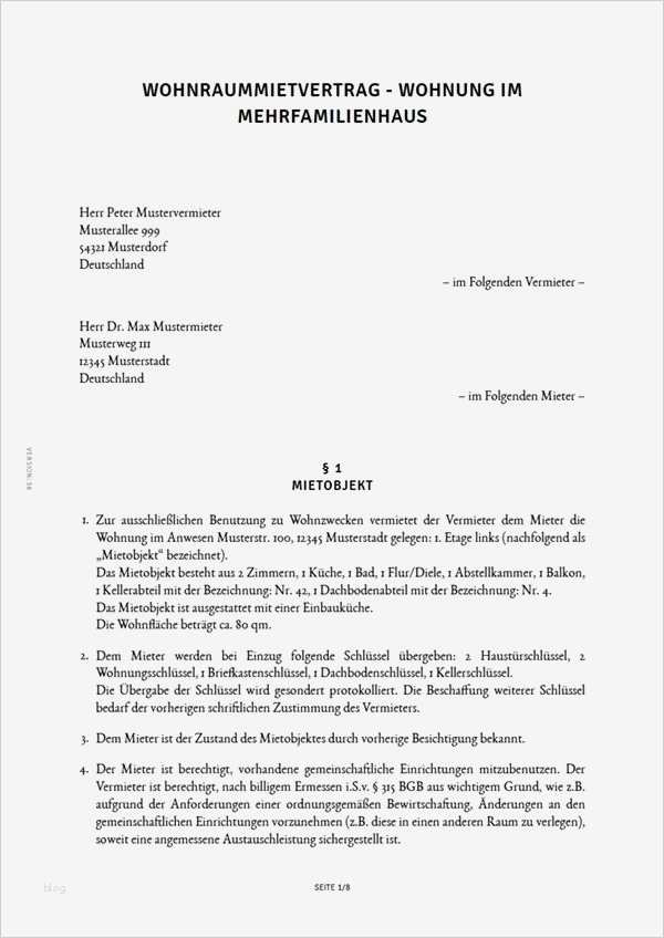 Vorlage Mietvertrag Wunderbar Vorlage Kündigung Mietvertrag