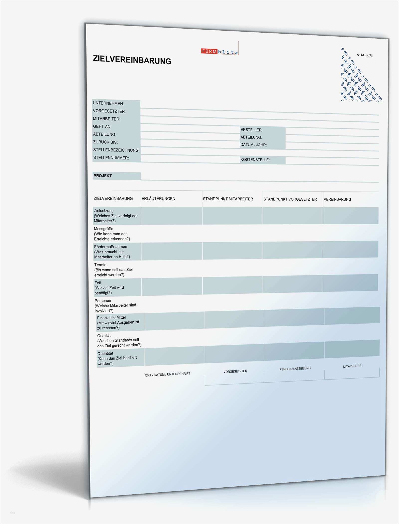 Vorlage Mitarbeitergespräch Erstaunlich Zielvereinbarung