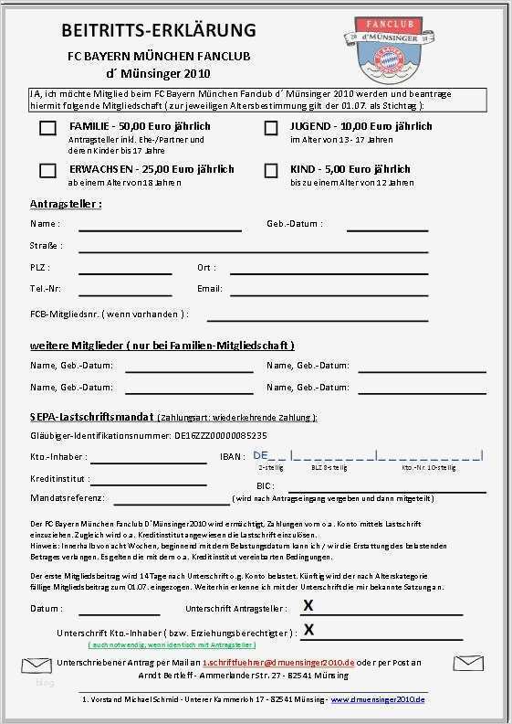 Vorlage Mitgliedsantrag Schönste Schön Mitgliedschaft formulare Vorlagen Galerie