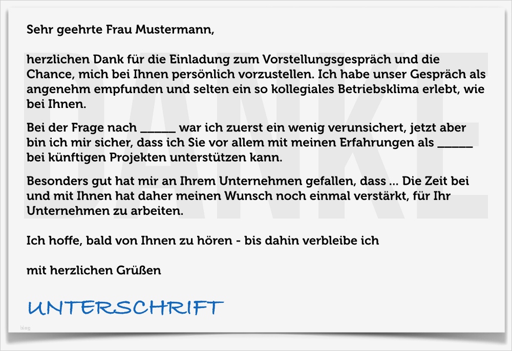 Vorlage Nachfassbrief Angebot Schönste Dankschreiben Zur Bewerbung Nach Dem Vorstellungsgespräch