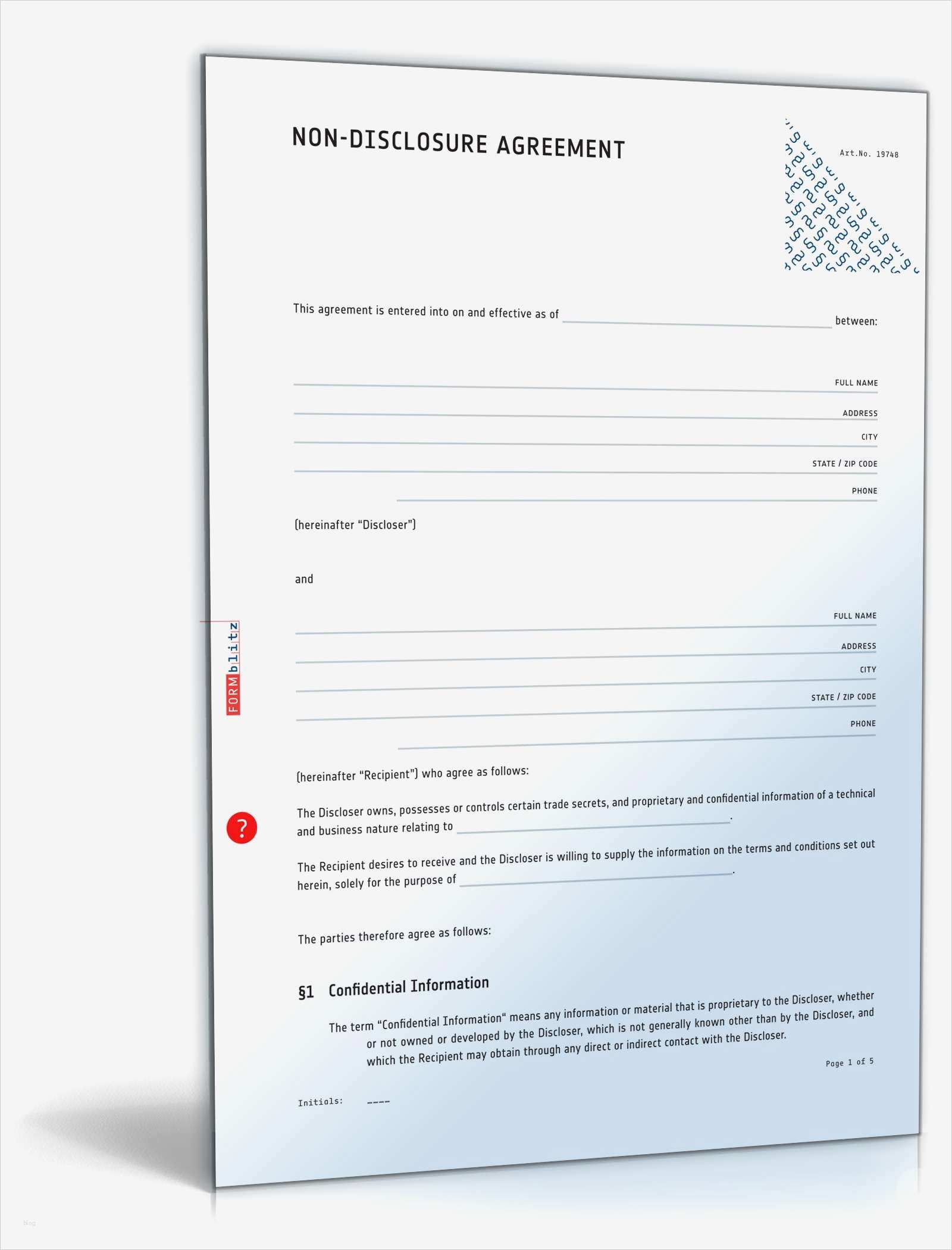 Vorlage Nda Genial Geheimhaltungsvereinbarung Englisch Muster Vorlage Zum