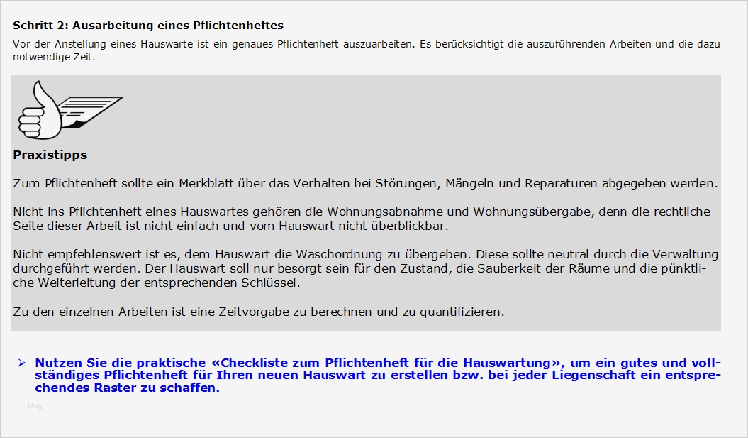 Vorlage Pflichtenheft Angenehm Hauswartung Tipps Vorlagen Und Pflichtenheft Für Vermieter