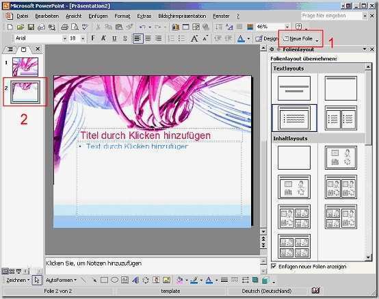 Einbindung von Vorlagen in eine PowerPoint Präsentation