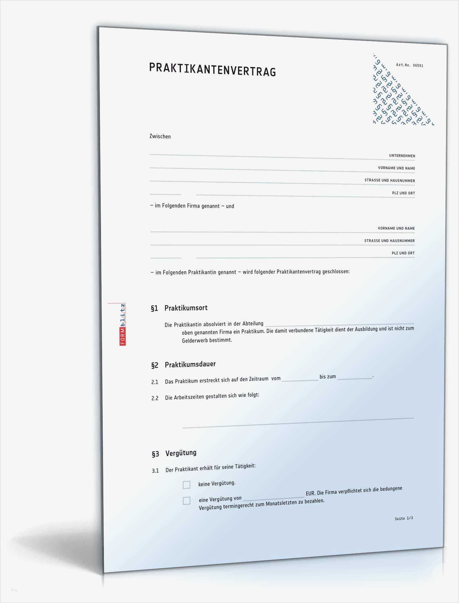 Vorlage Praktikumszeugnis Elegant Praktikantenvertrag