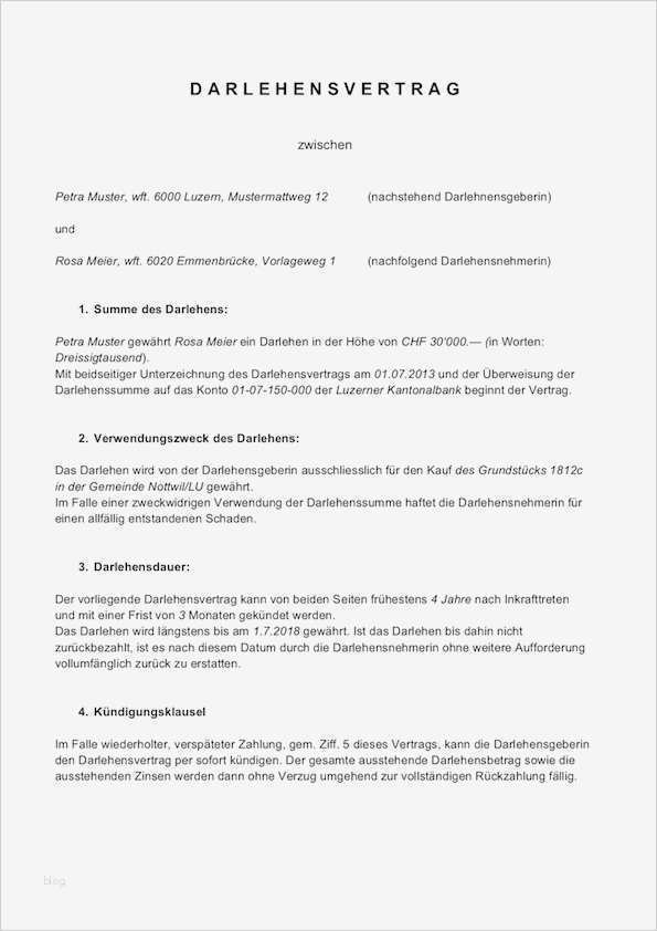 Vorlage Privater Darlehensvertrag Word Best Of Darlehensvertrag Vorlage Schweiz – Muster Vorlage