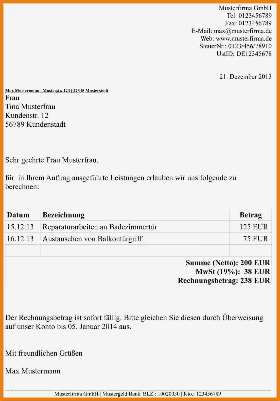 Vorlage Privatrechnung Beste 9 Privatrechnung Vorlage