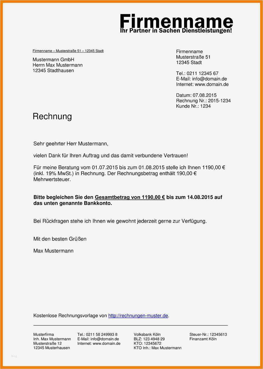 Vorlage Privatrechnung Neu 14 Vorlage Rechnung Schreiben