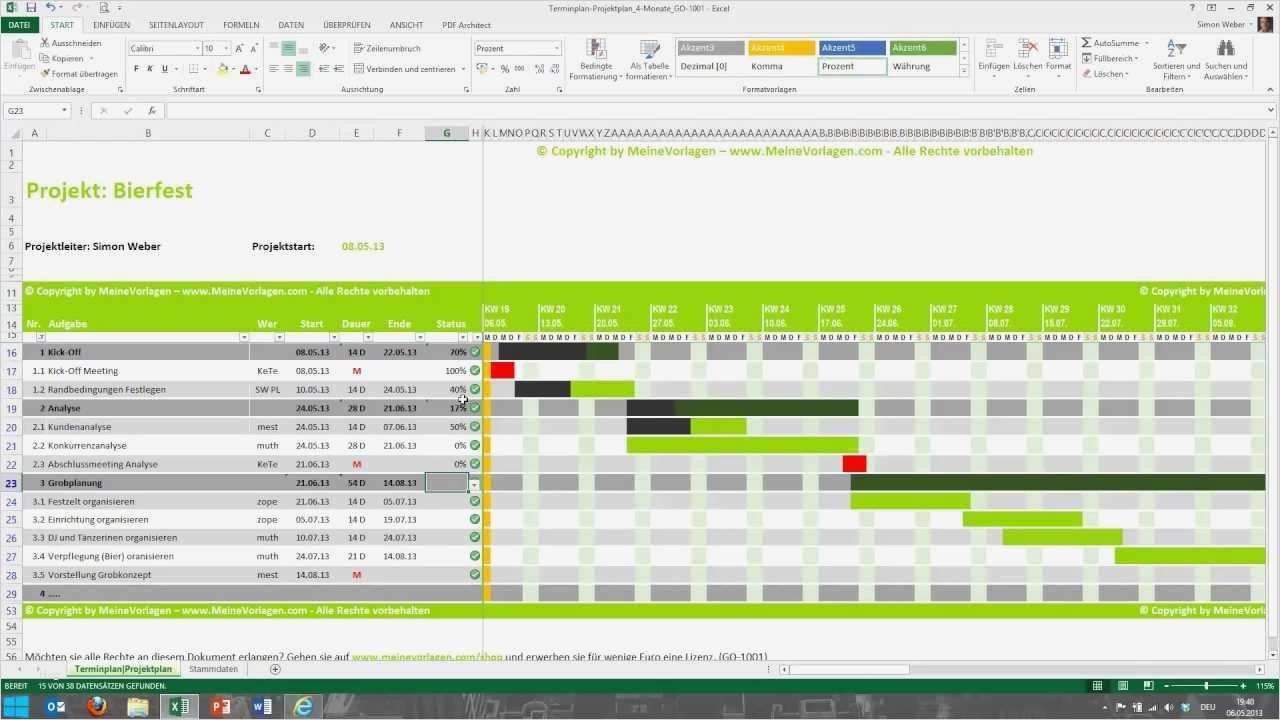 Vorlage Projektplan Cool Tutorial Für Excel Projektplan Terminplan Zeitplan