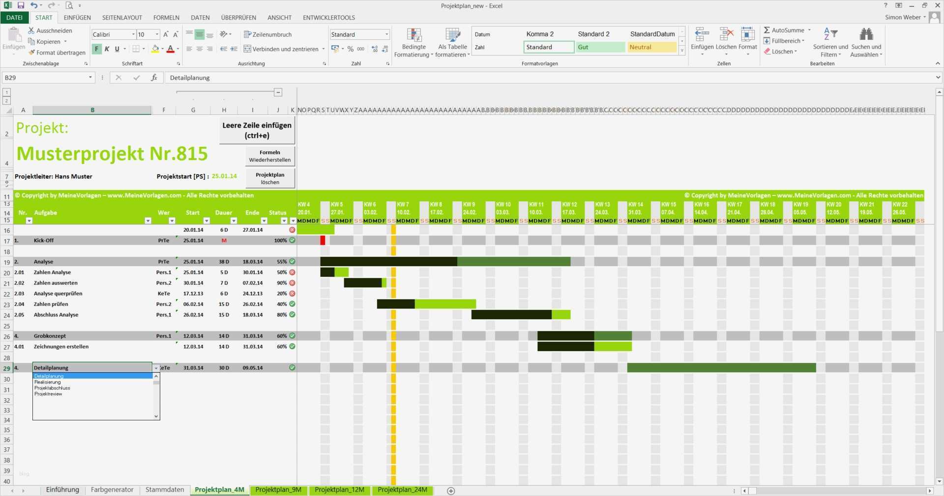 Vorlage Projektplan Fabelhaft Projektplan Excel