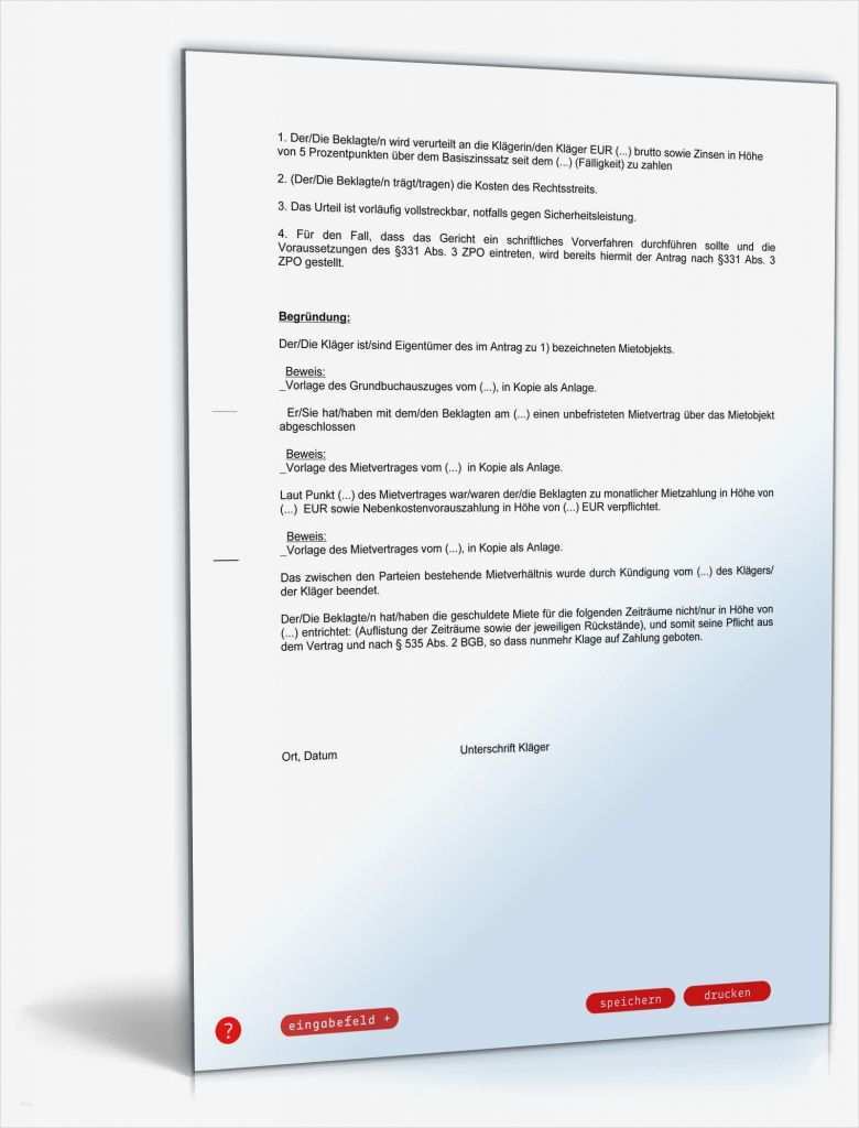 Vorlage Rauchmelder Mieter Wunderbar Zahlungsklage Miete
