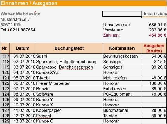 Vorlage Rechnung Excel Kleinunternehmer Wunderbar Einnahmen Ausgaben Excel Vorlage Kleinunternehmer Luxus
