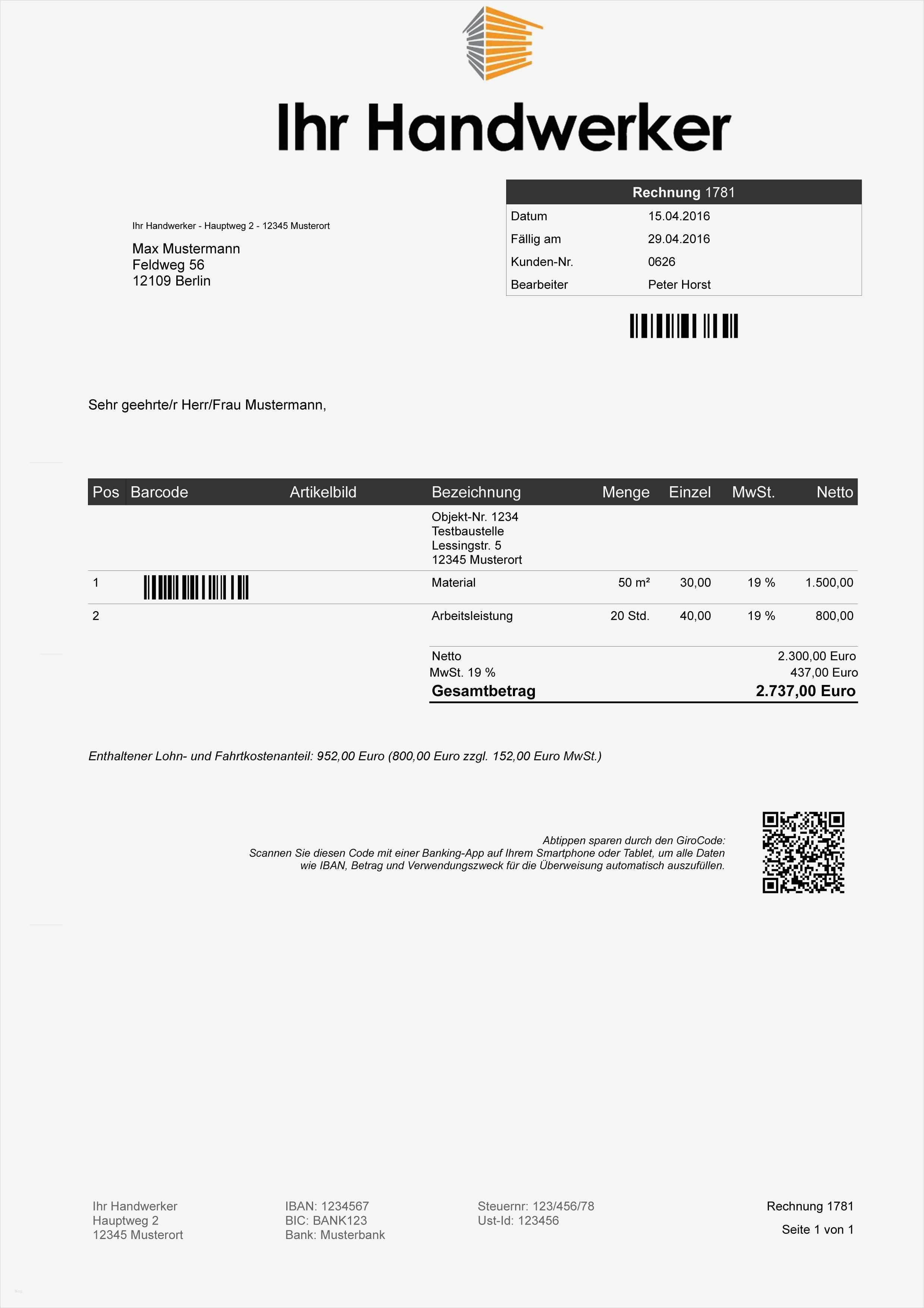 Vorlage Rechnung Für Vermittlung Neu Niedlich Handwerker Rechnung Vorlage Fotos Beispiel