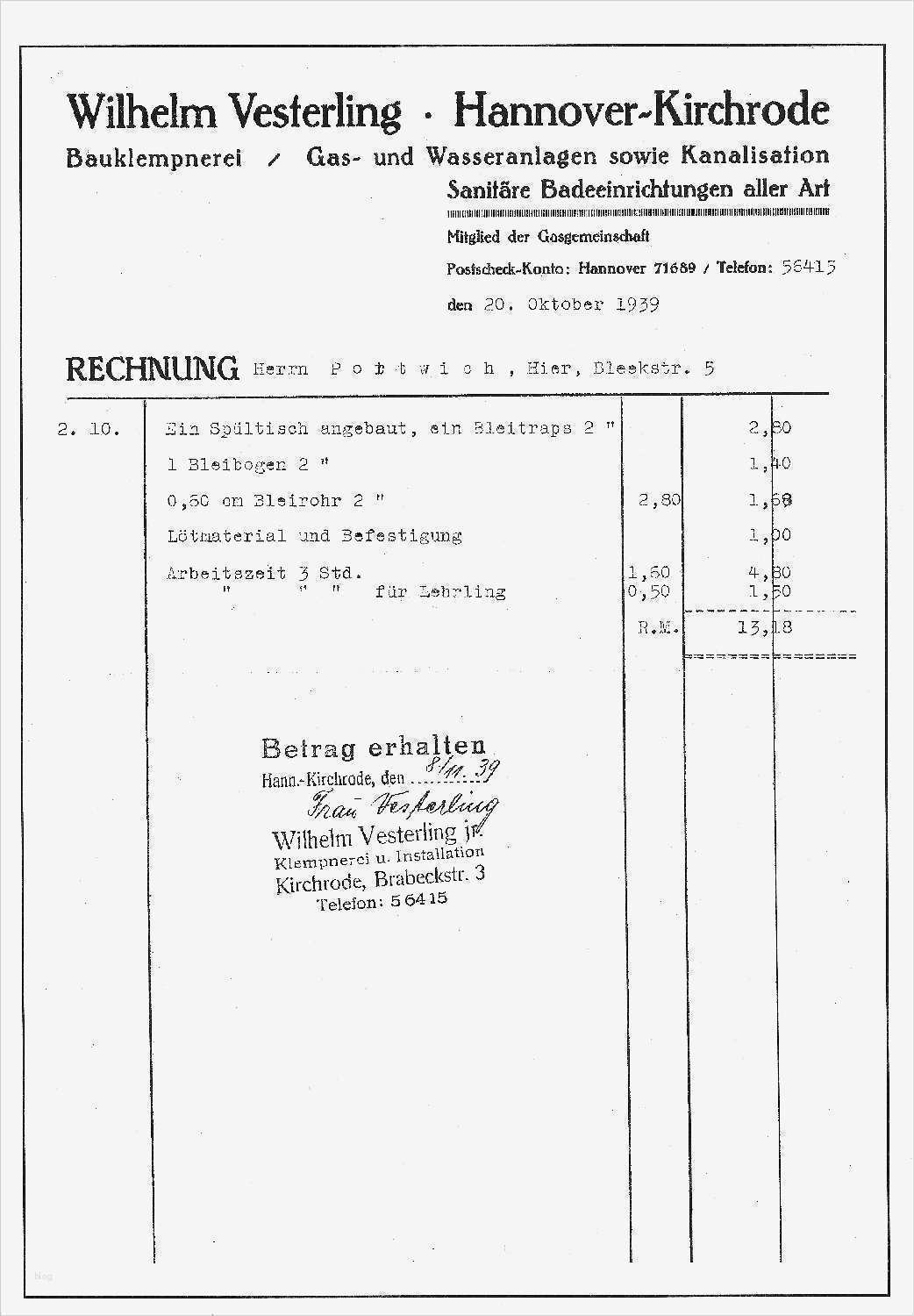 Vorlage Rechnung Gmbh Süß Haustechnik Vesterling Handwerksbetrieb Hannover Kirchrode
