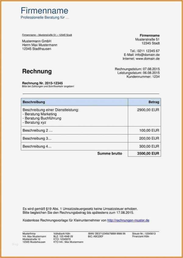 Vorlage Rechnung Ohne Umsatzsteuer Fabelhaft Freiberufler Rechnung Ohne Umsatzsteuer Muster Line
