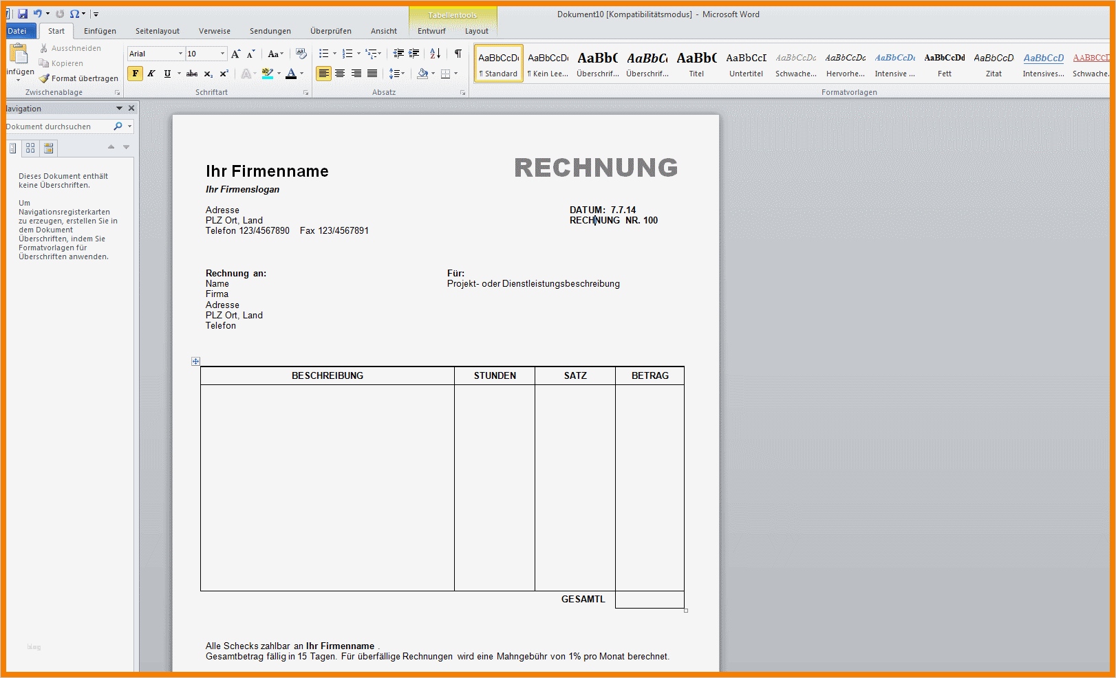 Vorlage Rechnung Openoffice Cool 10 Rechnungsvorlage Openoffice