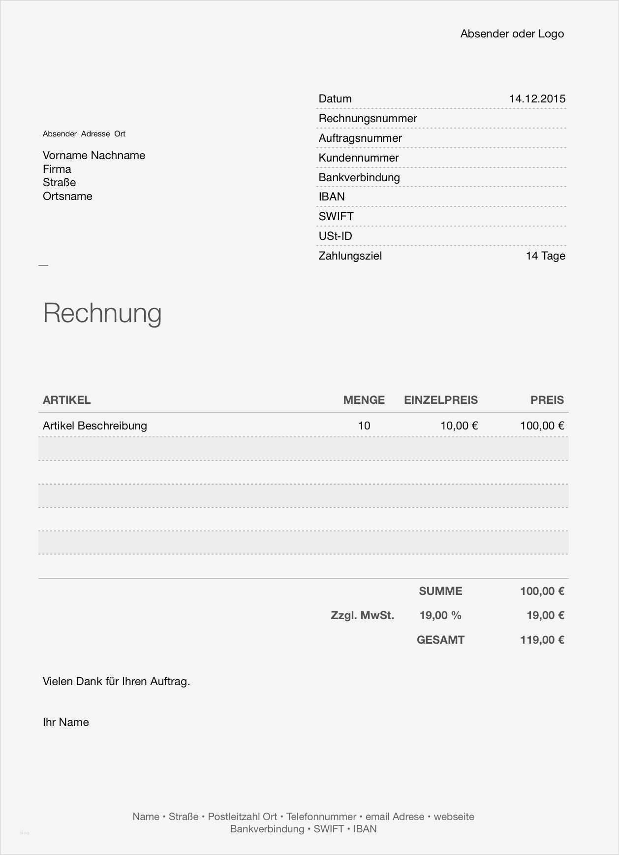 Vorlage Rechnung Openoffice Wunderbar Numbers Vorlage Rechnung