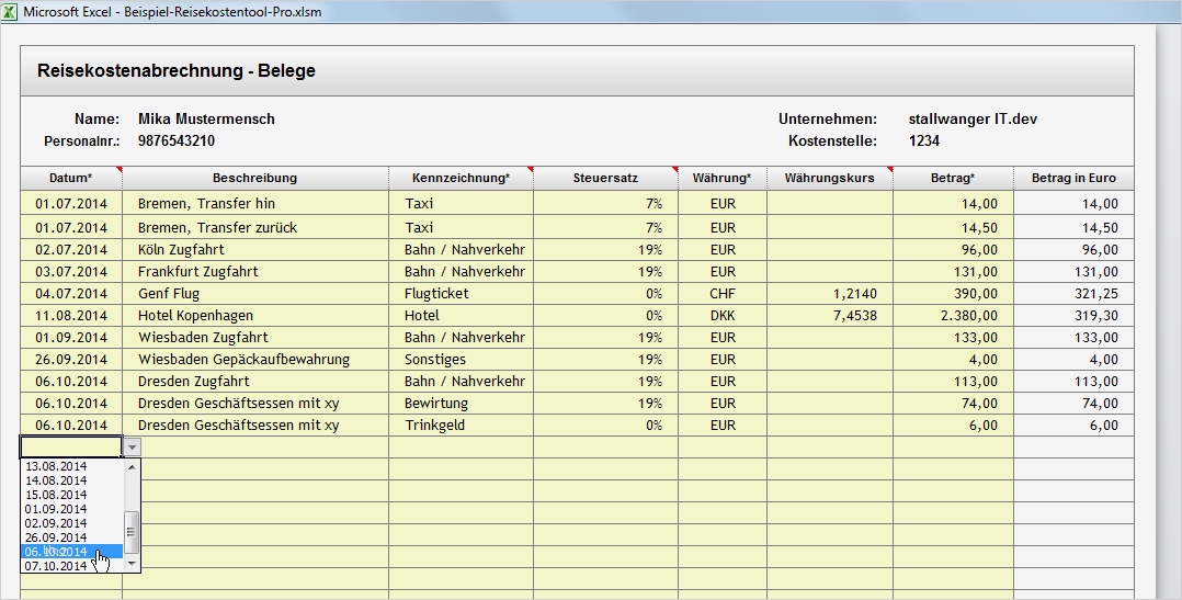 Vorlage Reisekostenabrechnung 2017 Erstaunlich Excel Reisekostenabrechnung