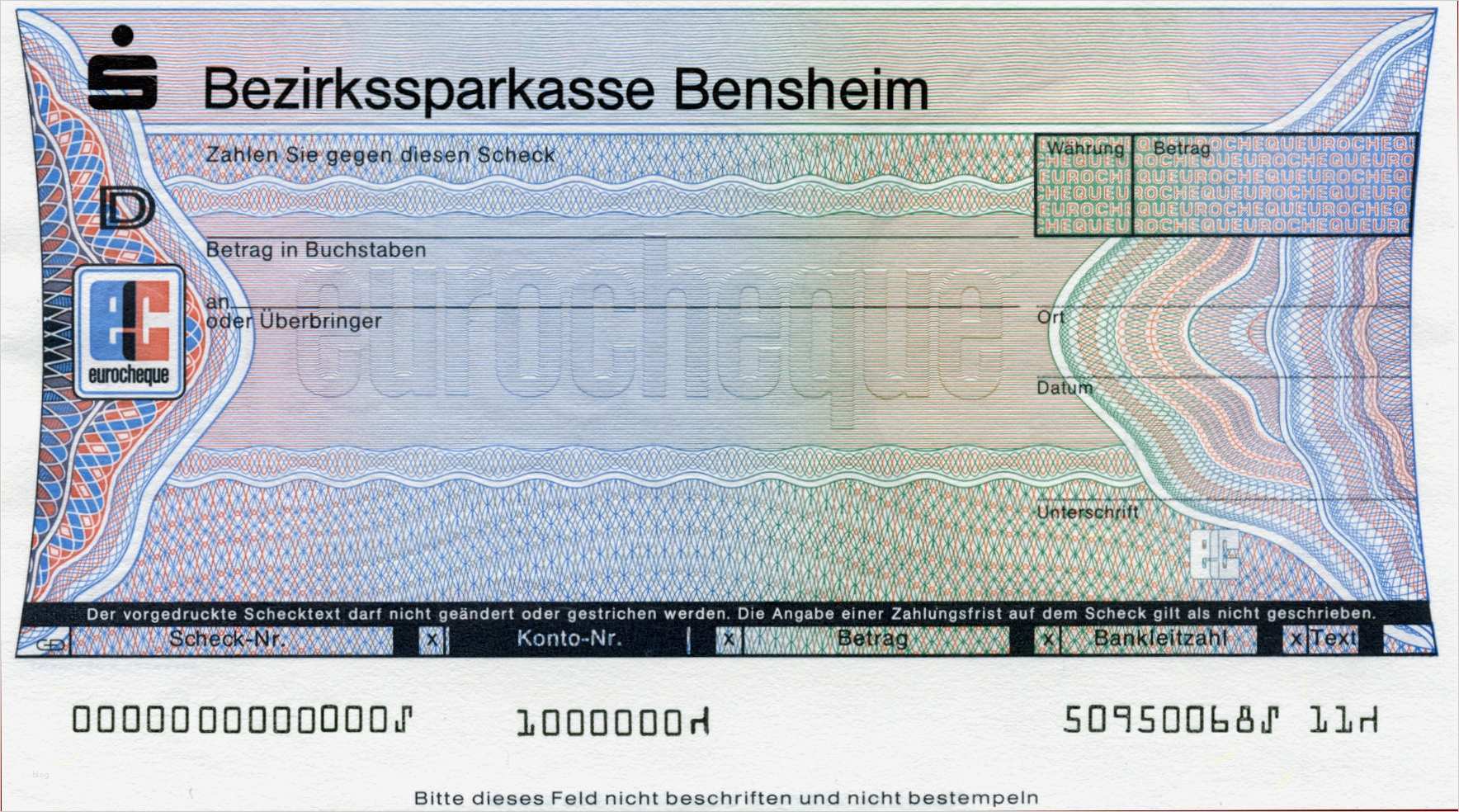 Vorlage Scheck Spende Luxus Eurocheque