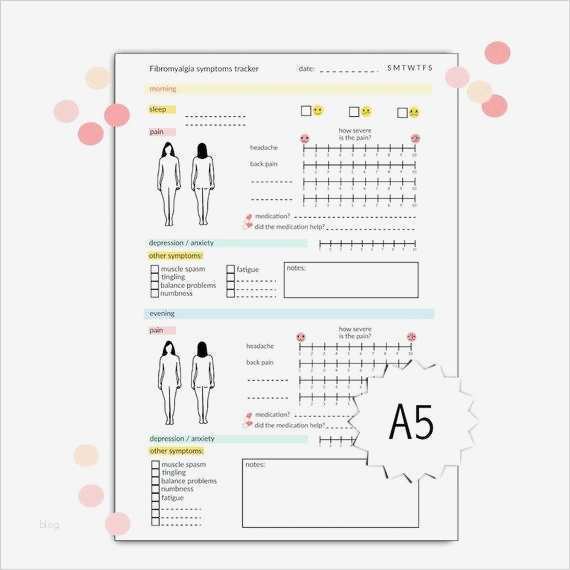 Vorlage Schmerztagebuch Großartig Symptoms Tracker A5 Instant Printable