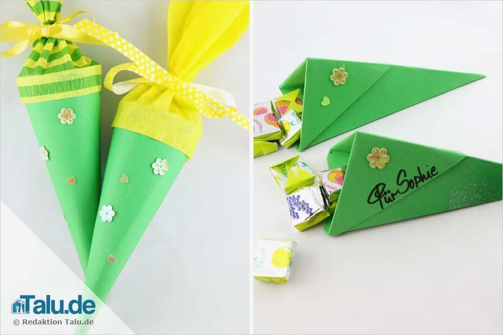 Vorlage Schultüte Basteln Wunderbar Kleine Mini Schultüte Basteln Diy Anleitung Talu