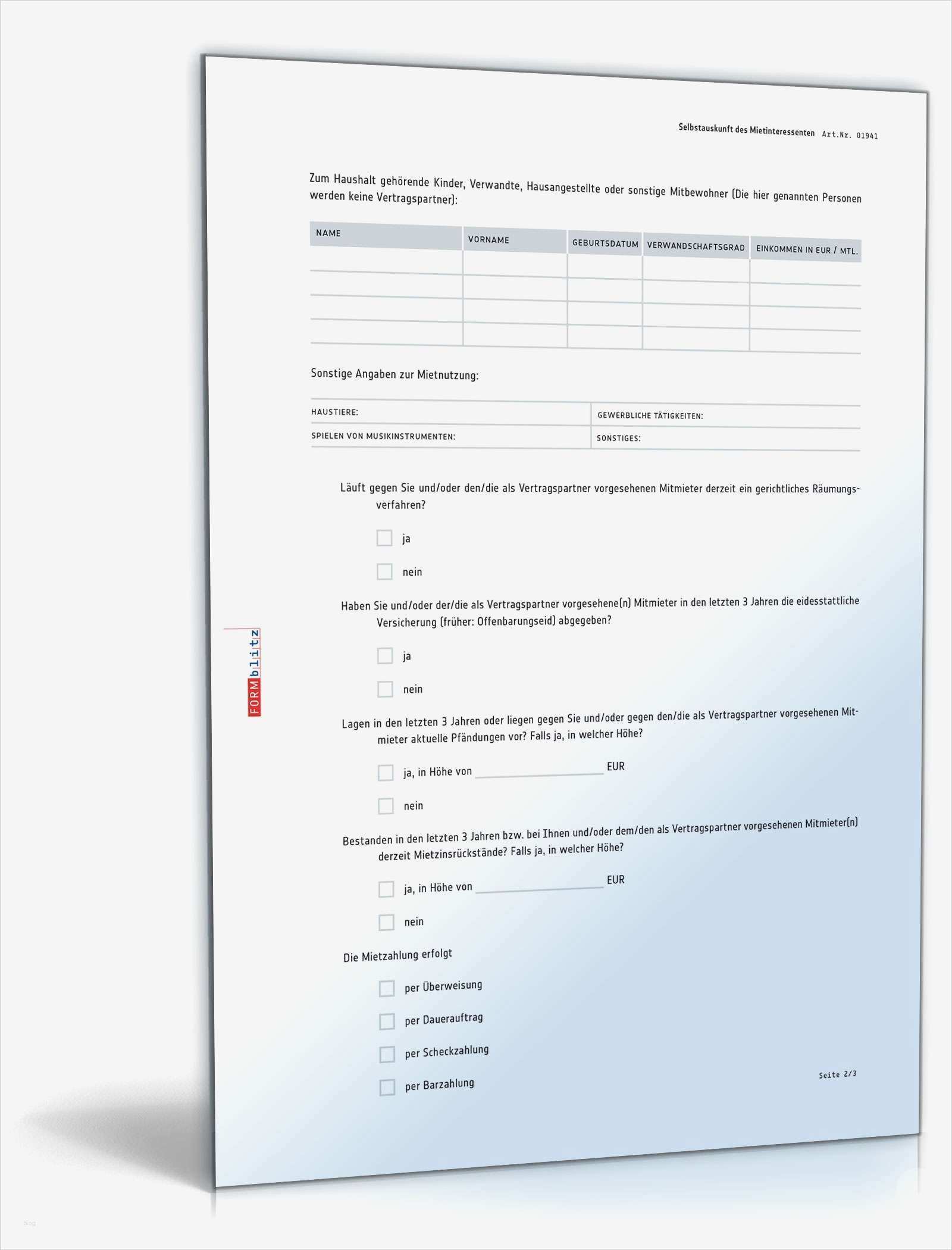 Vorlage Selbstauskunft Erstaunlich Selbstauskunft Eines Mietinteressenten Muster Vorlage
