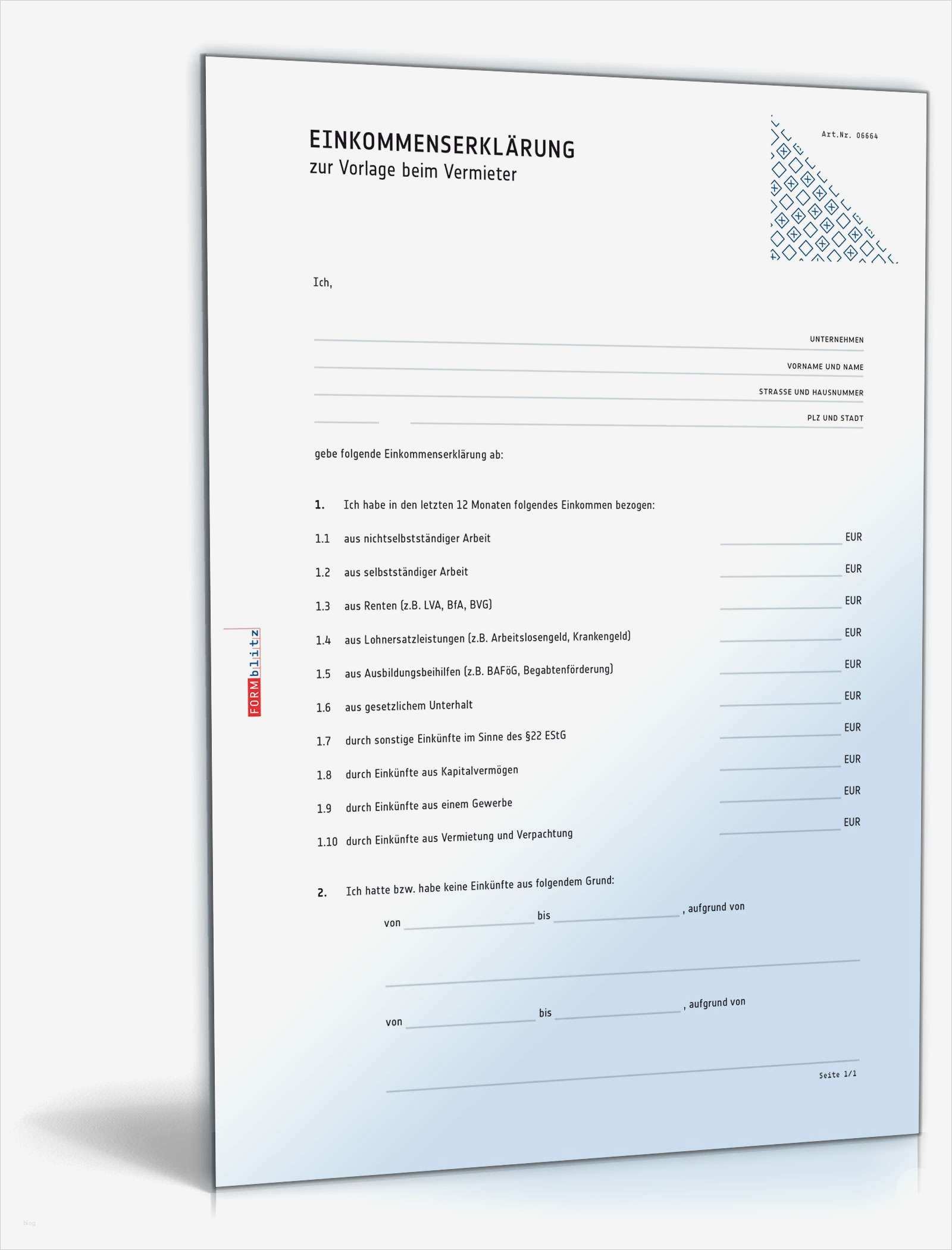 Vorlage Selbstauskunft Hübsch Einkommenserklärung Vom Mieter Für Vermieter Muster