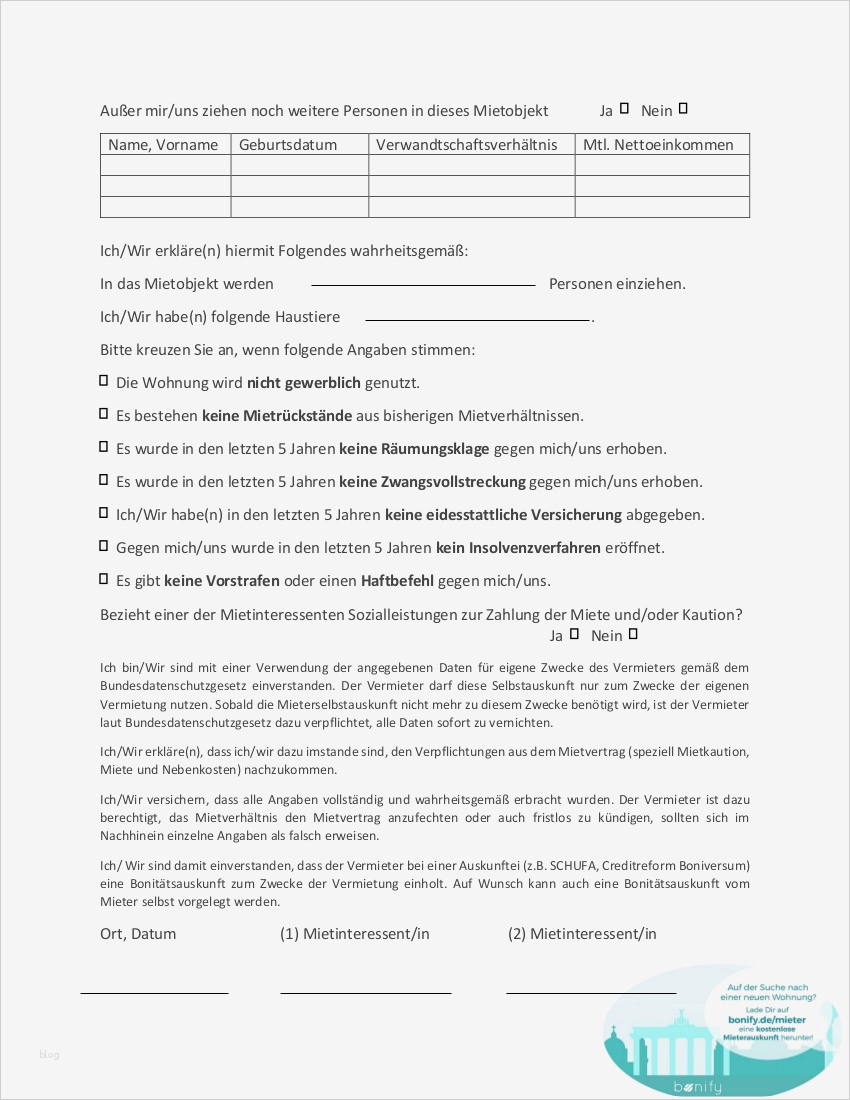 Vorlage Selbstauskunft Schön Selbstauskunft Pdf Die Selbstauskunft Für Deine Wohnungssuche