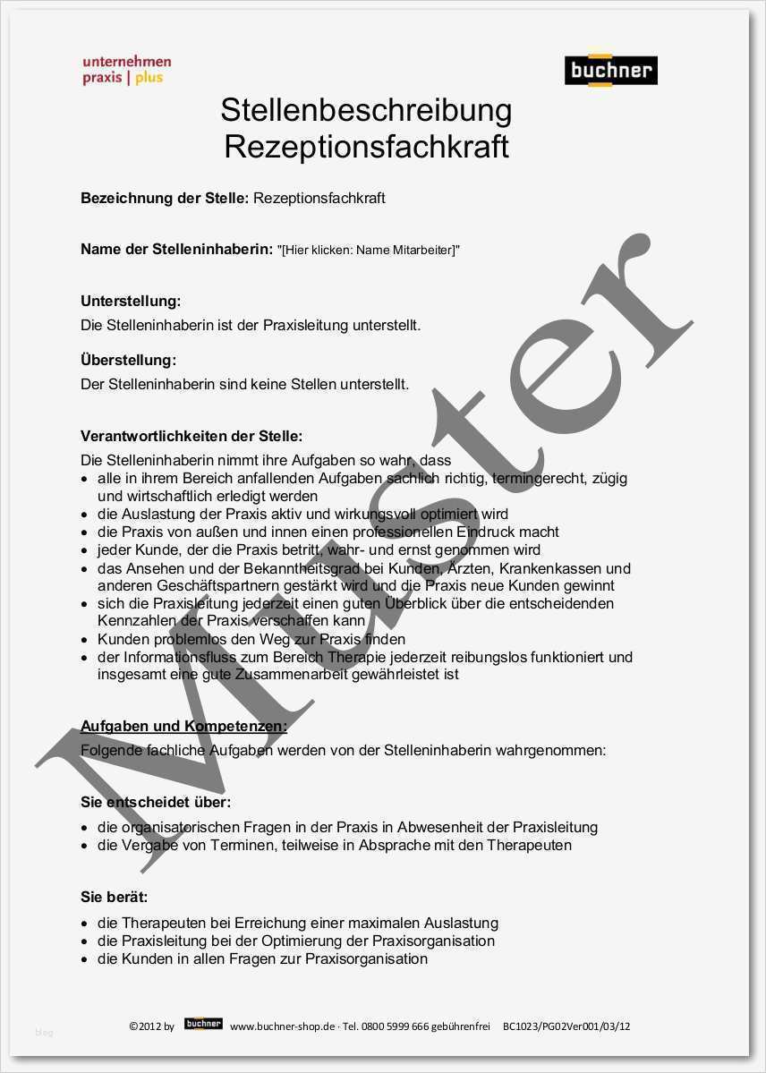 Vorlage Stellenbeschreibung Neu Stellenbeschreibung Rezeptionsfachkraft