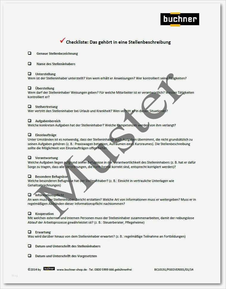 Vorlage Stellenbeschreibung Süß Checkliste Stellenbeschreibung Checklisten Downloads