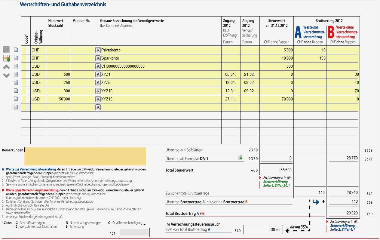 Vorlage Steuererklärung 2017 Schönste Frage Ch Zh Steuererklärung Wertschriftenverzeichnis