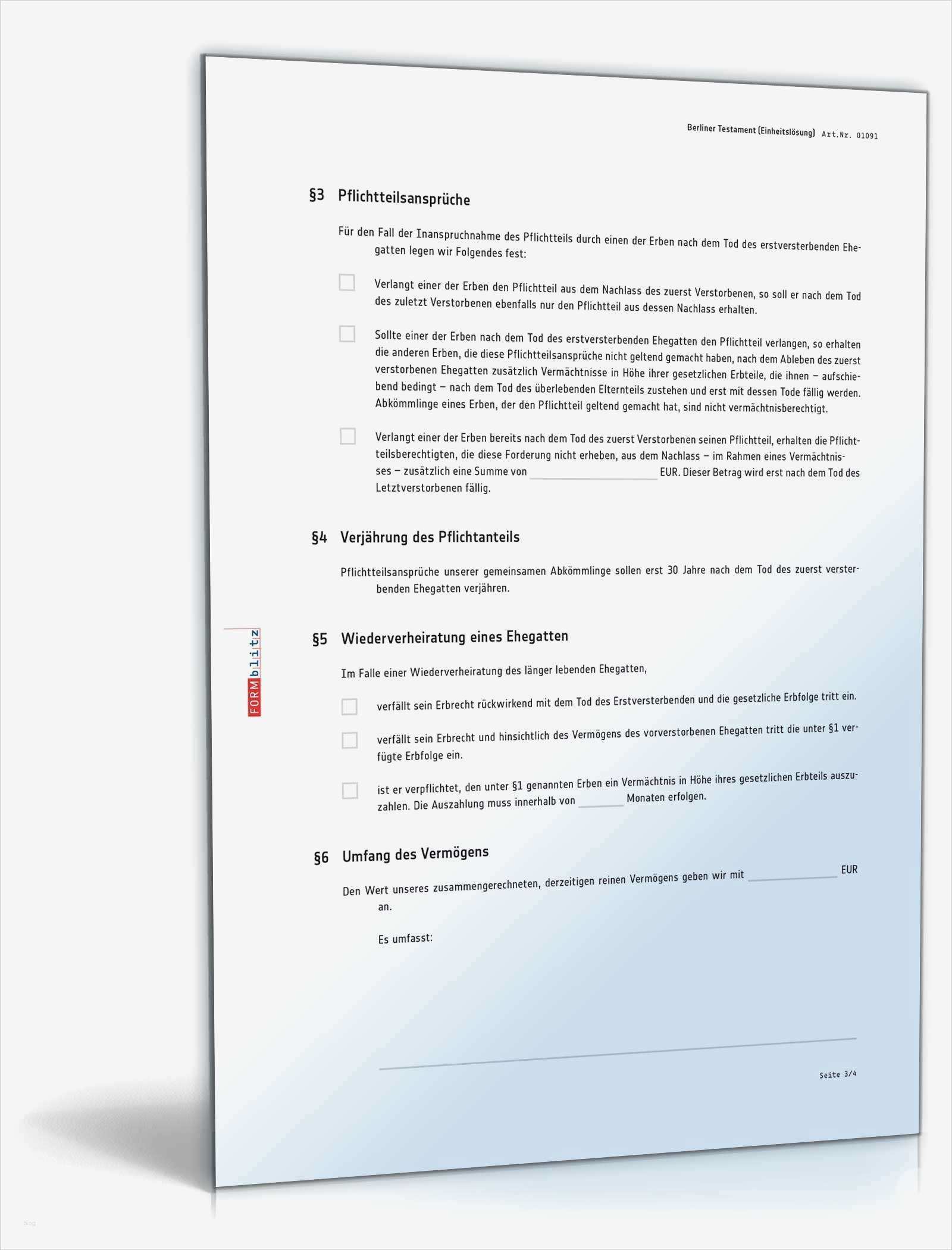 Vorlage Testament Alleinerbe Erstaunlich Berliner Testament Einheitslösung