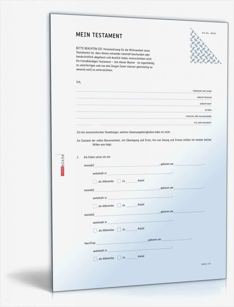 Vorlage Testament Angenehm Einfaches Testament Muster Vorlage Zum Download