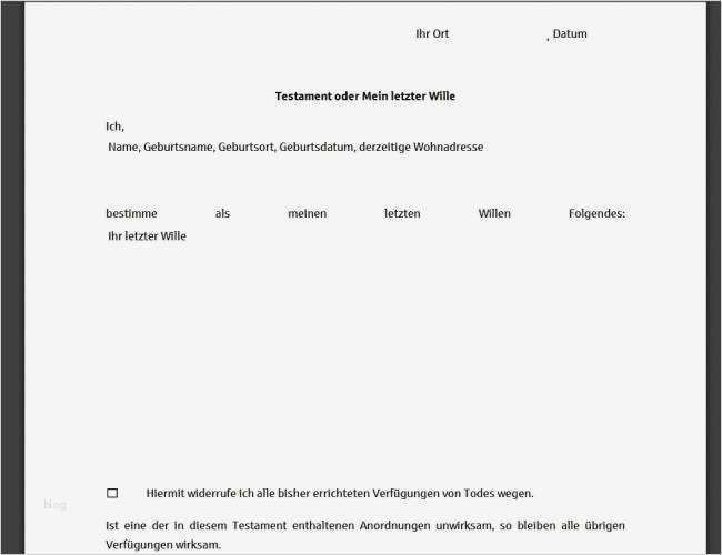 Vorlage Testament Word Luxus Testament Vorlage Download