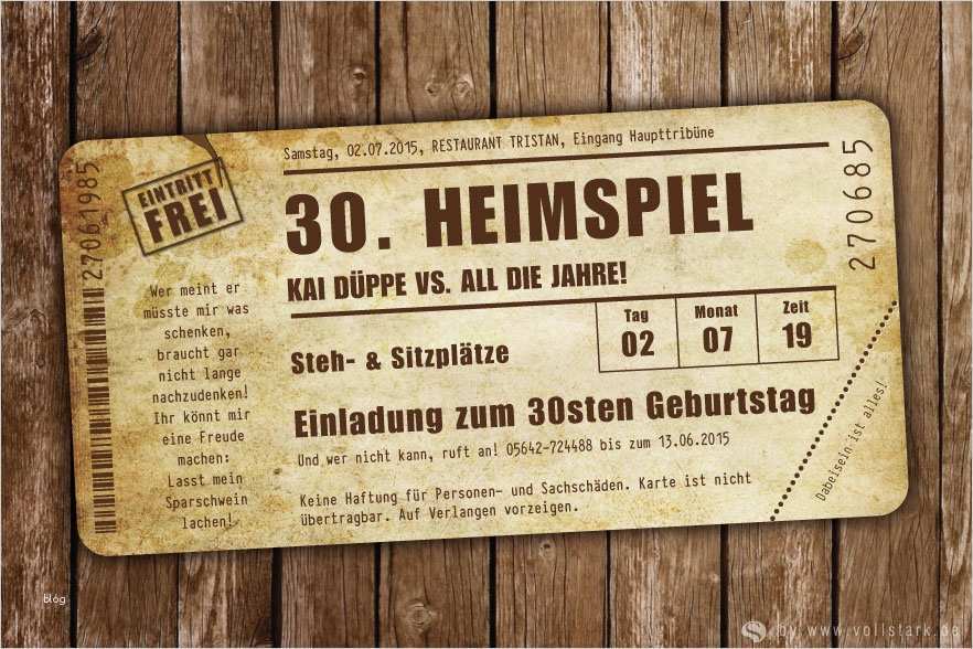 Vorlage Ticket Schönste Einladungskarte Heimspiel Vintage Das original
